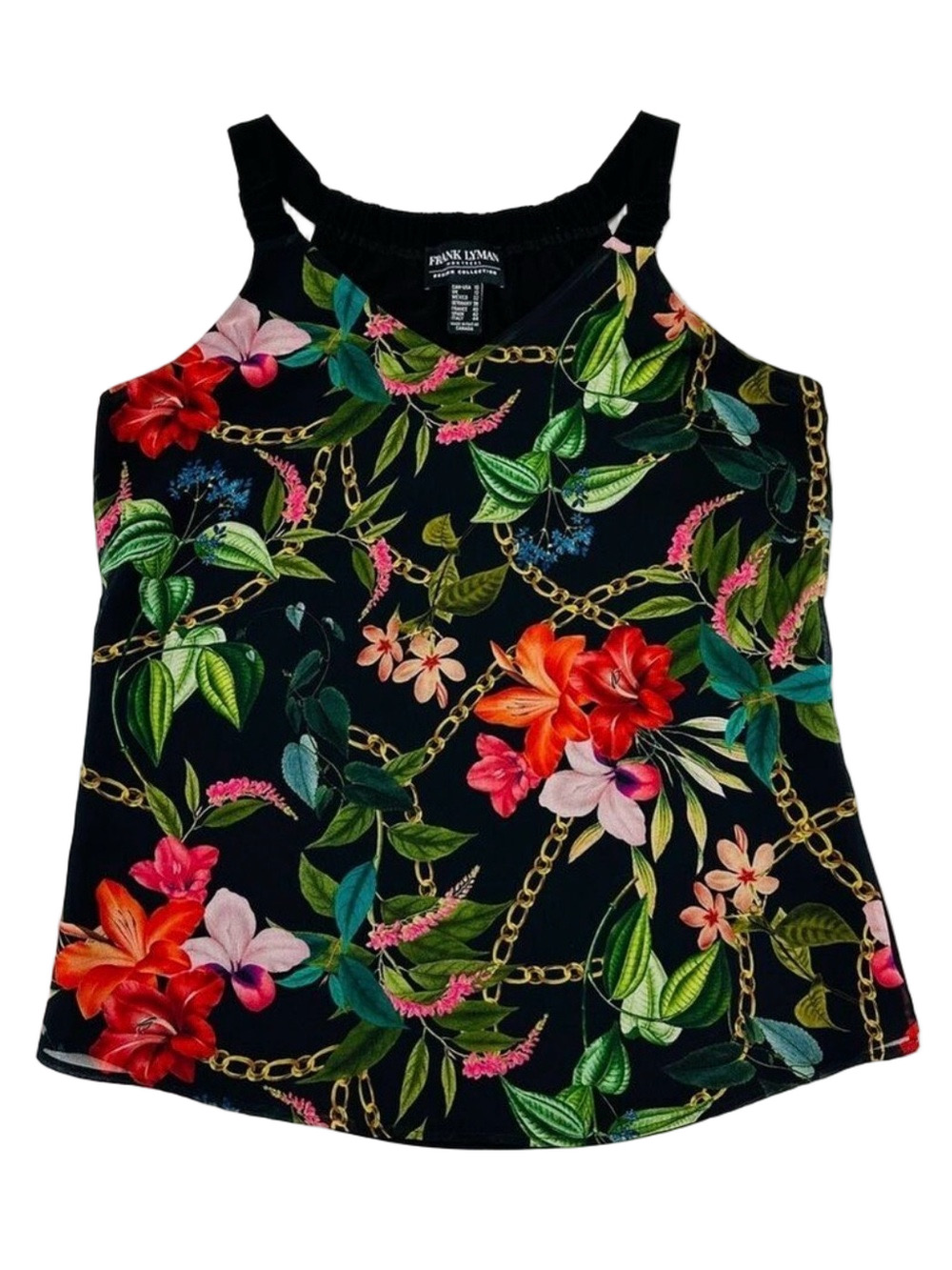 Frank Lyman floral tank top Womens Size 10 Tropical Resort scoop neck
